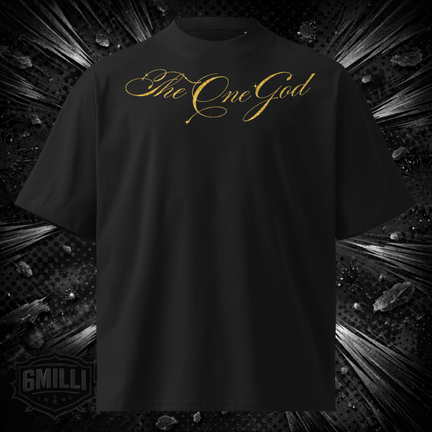 THE ONE GOD (GOLD) - organic oversized high neck t-shirt