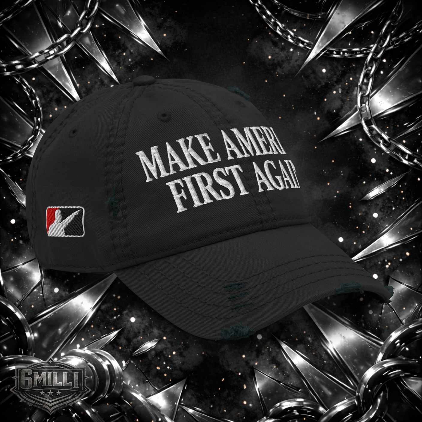 MACK AMERICA FIRST - Embordered Distressed Dad Hat
