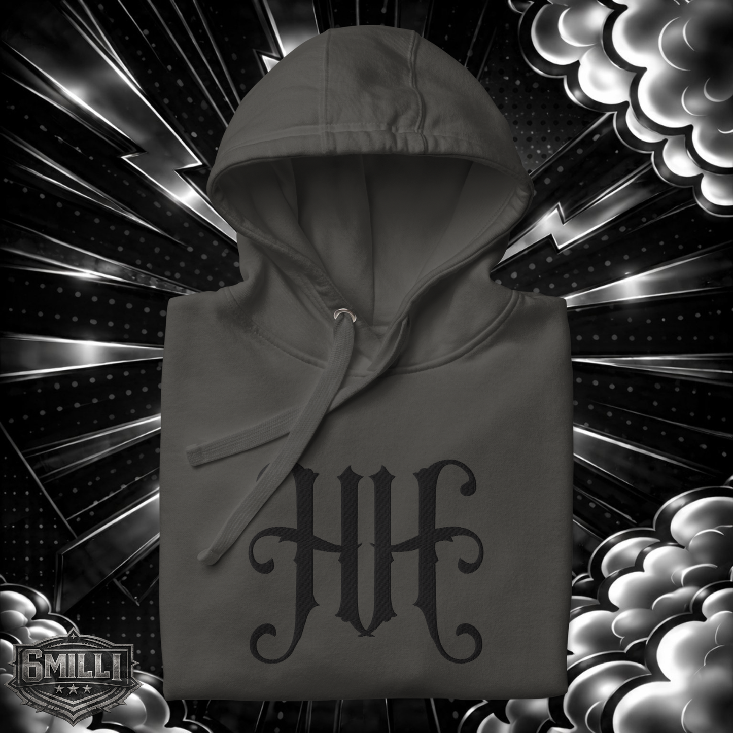 HH embroidered vintage black Hoodie