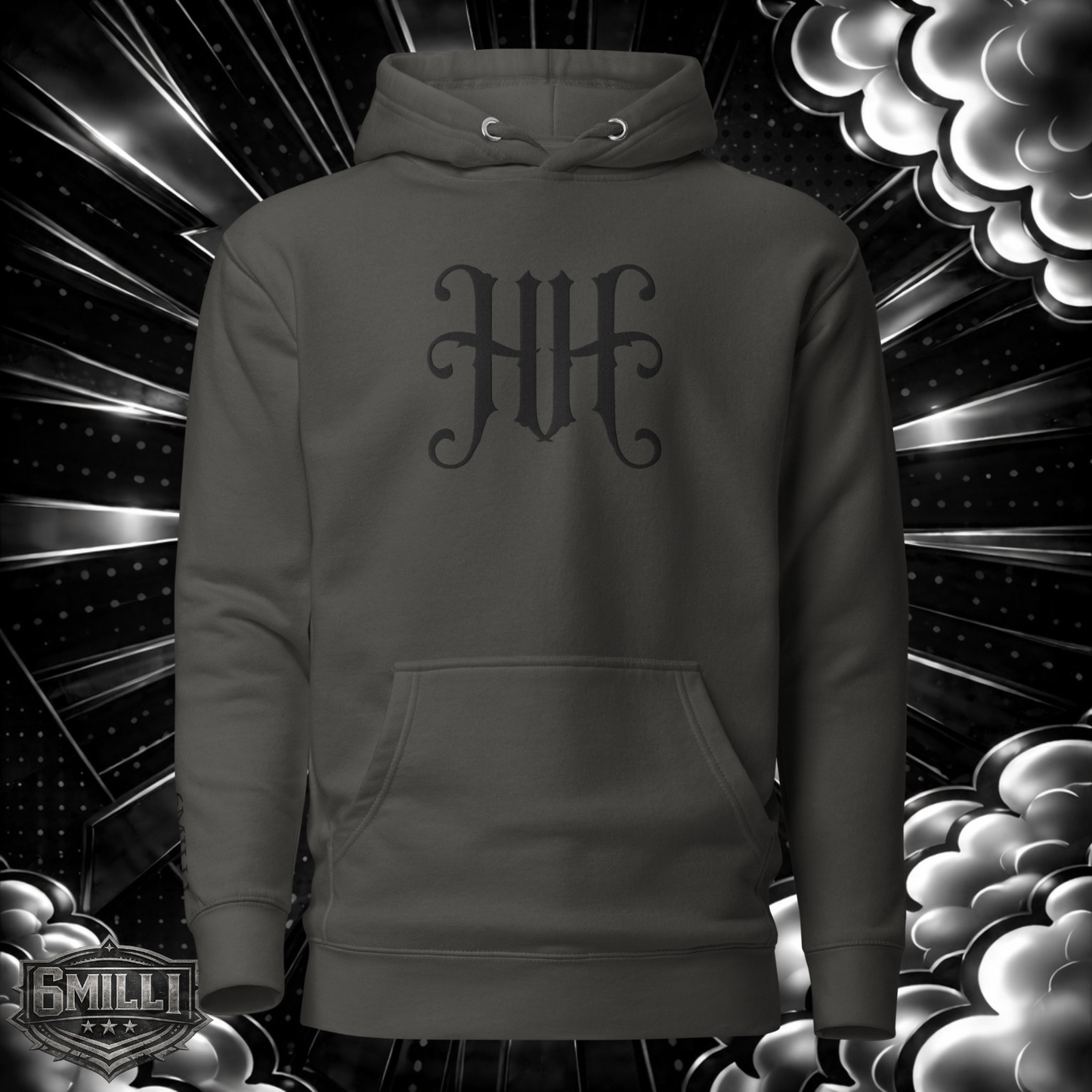 HH embroidered vintage black Hoodie
