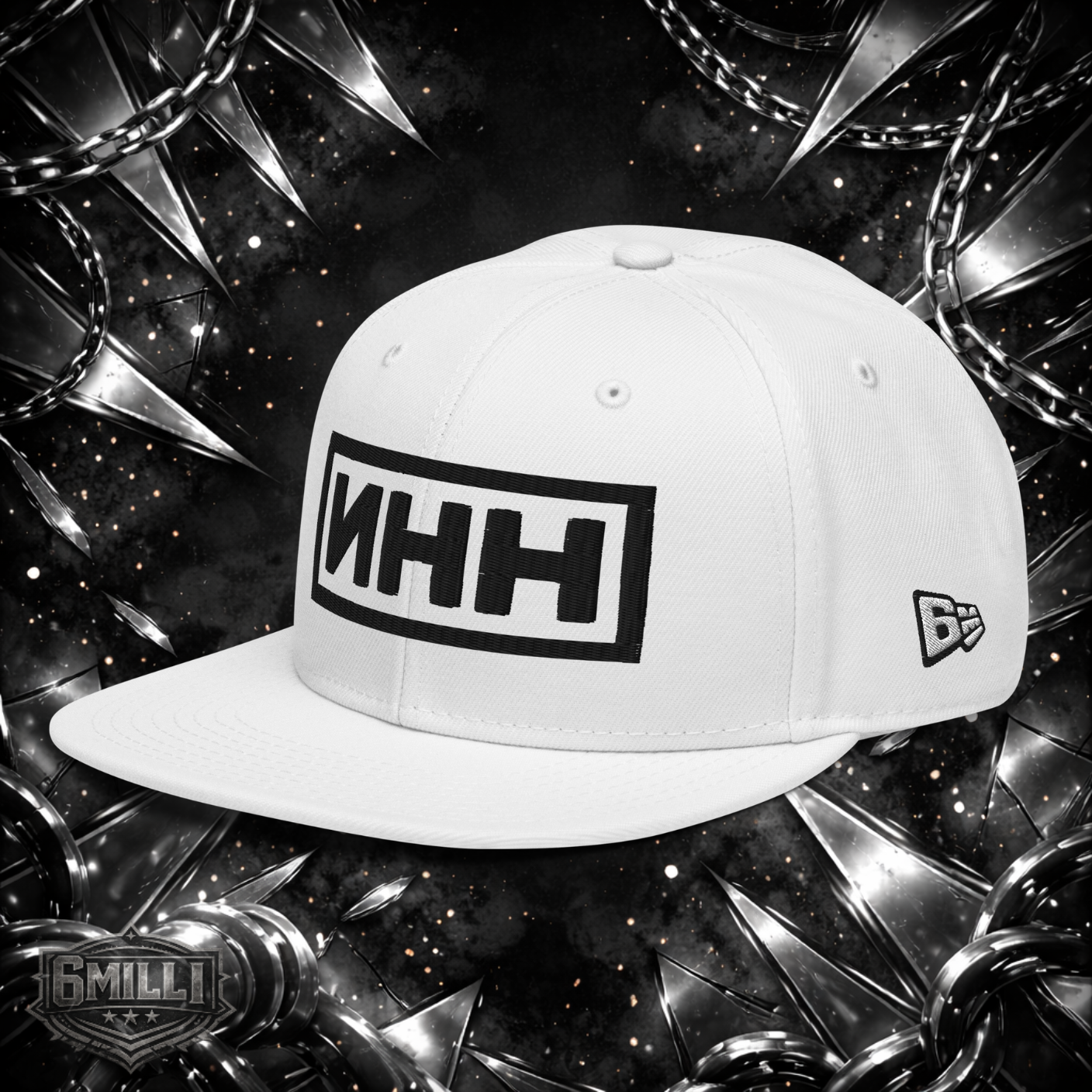 NHH - (white) Embroidered Snapback Hat