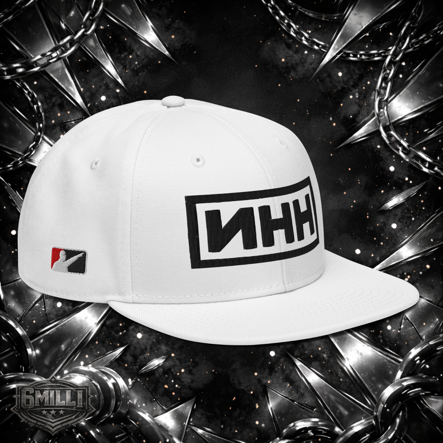 NHH - (white) Embroidered Snapback Hat