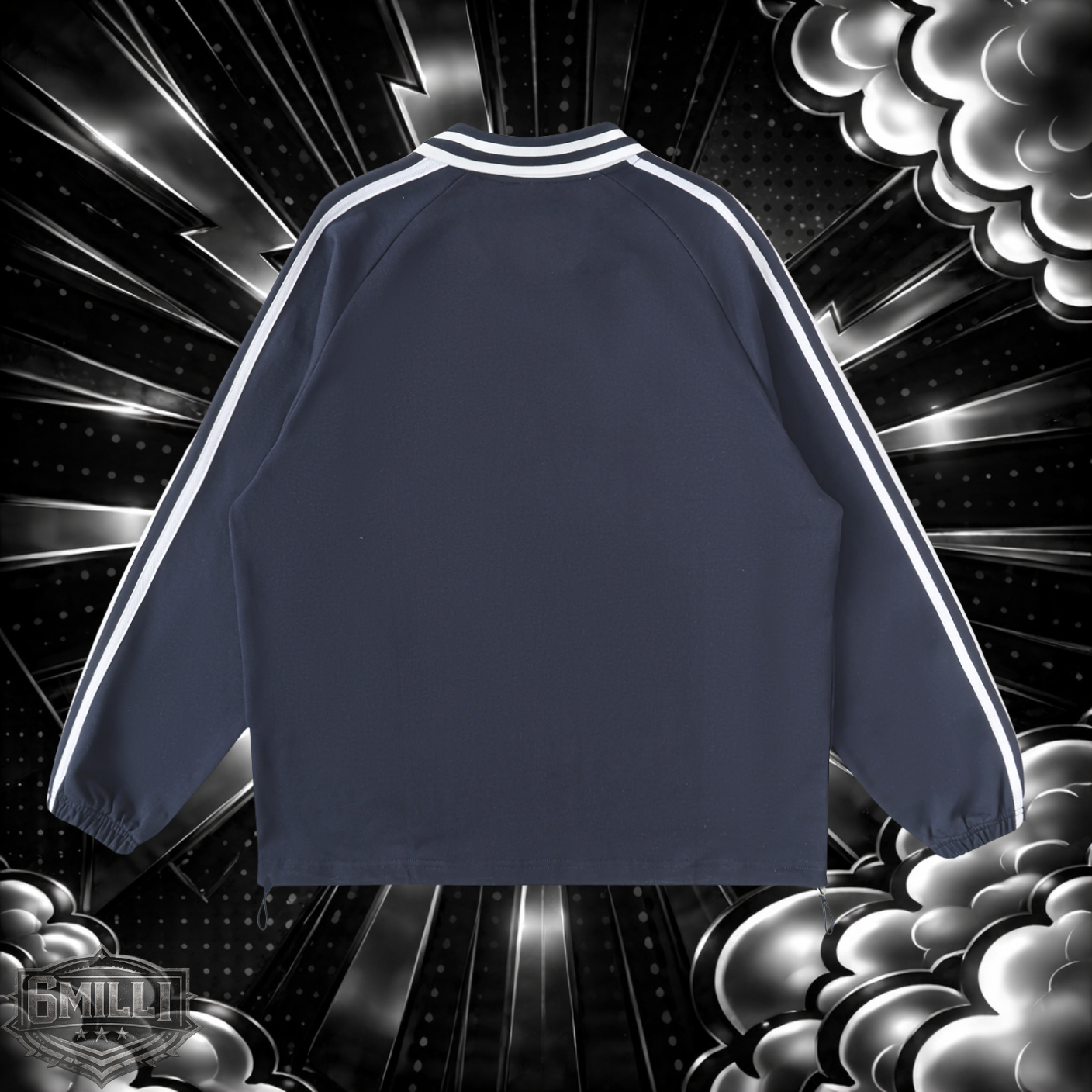 ROMAN LEAGUE - Contrast Striped Lapel Collar Sweatshirt